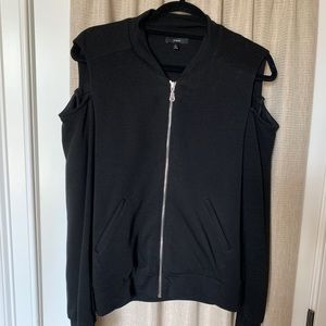 DREW Peek-A-Boo Shoulder, Black Bomber Jacket, Med